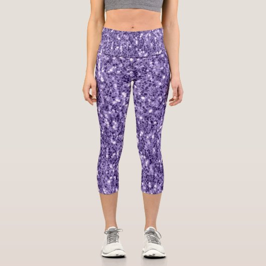 Leggings Capri Parties scintillant violet ultra violet étincelle (Recto)