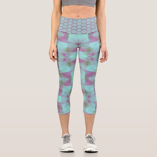 Leggings Capri Pastel Abstrait turquoise HCL personnalisé (Recto)