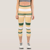 Leggings Capri Pastel Beige Olive Vert Blanc Lignes Grandes (Recto)