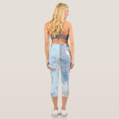 Leggings Capri Pastel Bleu Doux Jacaranda Arbre Fleurs Fleurs (Verso)