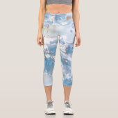 Leggings Capri Pastel Bleu Doux Jacaranda Arbre Fleurs Fleurs (Recto)