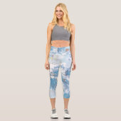 Leggings Capri Pastel Bleu Doux Jacaranda Arbre Fleurs Fleurs (Recto)