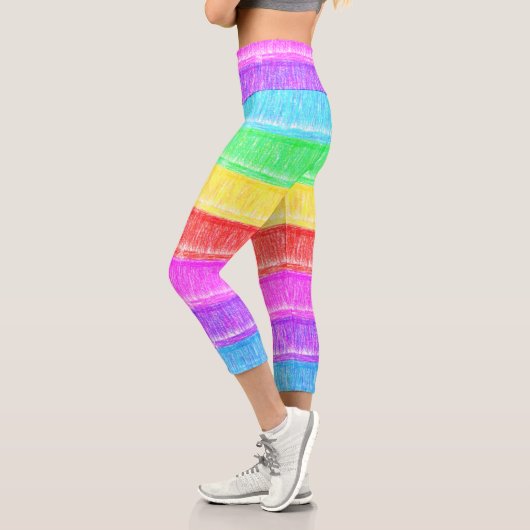 Leggings Capri Pastel Chalk Rainbow Stripes (Gauche)