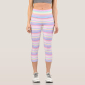 Leggings Capri Pastel couleurs mignonnes rayées (Recto)
