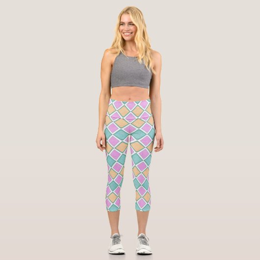 Leggings Capri Pastel Harlequin Prism Small Diamond Pattern (Recto)