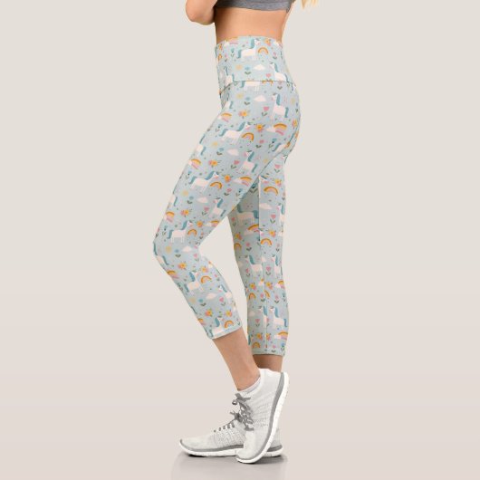 Leggings Capri Pastel mignon Rainbow Unicorn Motif (Gauche)