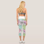 Leggings Capri Pastel monstera feuille aquarelle tropicale (Verso)