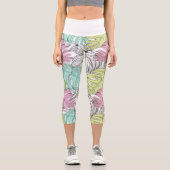 Leggings Capri Pastel monstera feuille aquarelle tropicale (Recto)