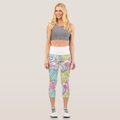 Leggings Capri Pastel monstera feuille aquarelle tropicale (Recto)