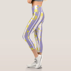 Leggings Capri Pastel Pale Lavender Purple Art Abstrait