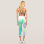Leggings Capri Pastel Pale Turquoise Cercles d'Art Abstrait (Verso)