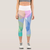 Leggings Capri Pastel Pale Turquoise Cercles d'Art Abstrait (Recto)