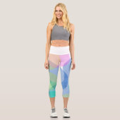 Leggings Capri Pastel Pale Turquoise Cercles d'Art Abstrait (Recto)