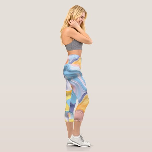 Leggings Capri Pastel Plastic Fluid Abstrait (Droite)