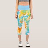 Leggings Capri Pastel Rainbow Tie Dye Spiral Pattern (Recto)