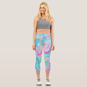 Leggings Capri Pastel tropical mer des Caraïbes Corail Reef été