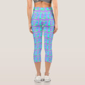 Leggings Capri Patchwork africain psychédélique : Vert Lilac Bleu (Verso)