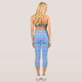 Leggings Capri Patchwork africain psychédélique : Vert Lilac Bleu (Verso)