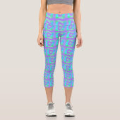 Leggings Capri Patchwork africain psychédélique : Vert Lilac Bleu (Recto)