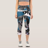 Leggings Capri patchwork bleu, populaire, patchwork, folle, rusti (Recto)