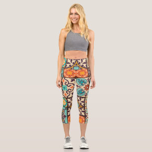 Leggings Capri Patchwork coloré Islam Motifs Carrelage