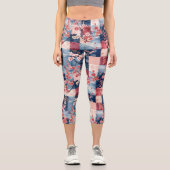 Leggings Capri Patchwork de fleurs de cerisier : motif géométriqu (Recto)