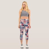 Leggings Capri Patchwork de fleurs de cerisier : motif géométriqu (Recto)
