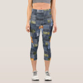 Leggings Capri Patchwork Denim, bleu orange & vert, texte personn (Recto)