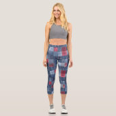 Leggings Capri Patchwork Denim élégant, en texte personnalisé ble (Recto)