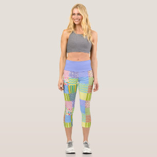 Leggings Capri Patchwork Pastel