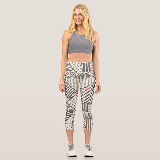 Leggings Capri Patchwork rétro : Conception géométrique Abstraite (Recto)