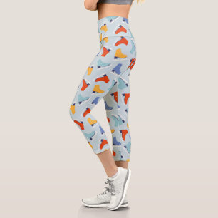 Leggings Capri Patinage de glace coloré Motif d'hiver