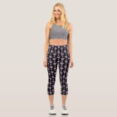 Leggings Capri Pattern of paws, Dog paws, Lilac paws, Hearts (Recto)