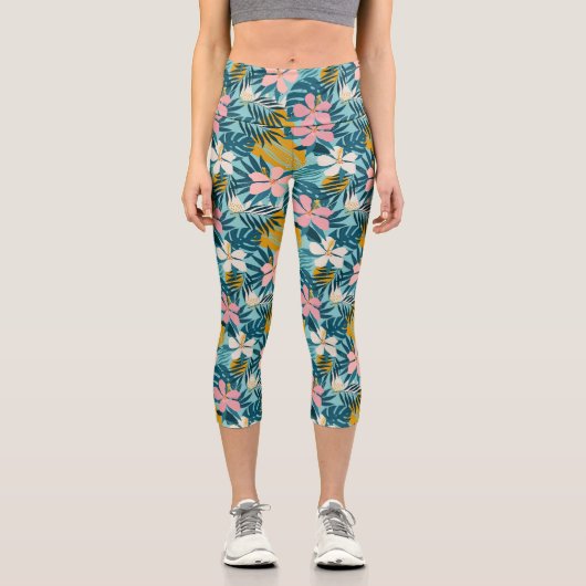 Leggings Capri Pattern tropical hibiscus (Recto)