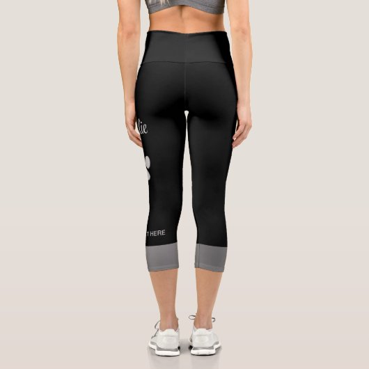 Leggings Capri Paw Chien Argent sur arrière - plan noir (Verso)