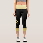 Leggings Capri Paw chien brillant or sur arrière - plan noir (Recto)