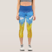 Leggings Capri Paysage du drapeau ukrainien (Recto)