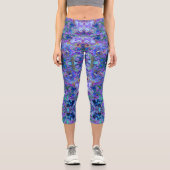 Leggings Capri Peacock violet, bleu et vert Marbré look Leggin (Recto)