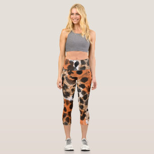 Leggings Capri Peau animale : motif léopard créatif.