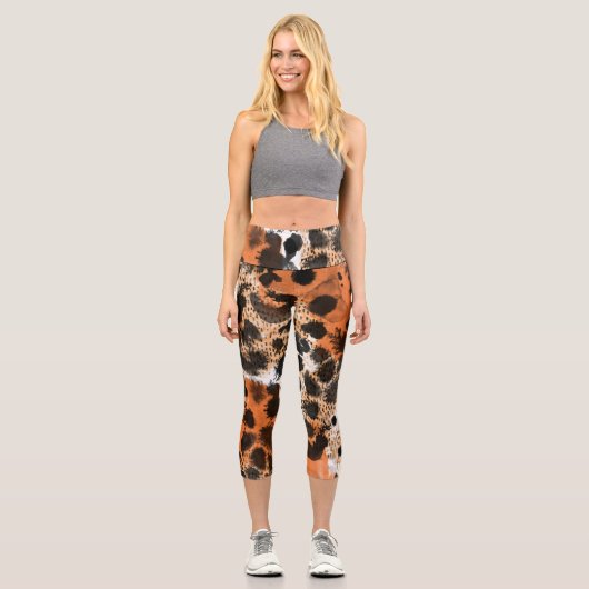 Leggings Capri Peau animale : motif léopard créatif. (Recto)