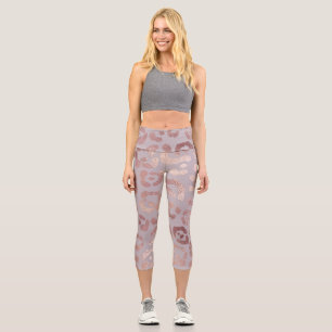 Leggings Capri Peau léopard : élégance or rose.