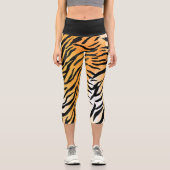 Leggings Capri Peaux de tigre rayées modernes Imprimer gros félin (Recto)