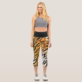 Leggings Capri Peaux de tigre rayées modernes Imprimer gros félin (Recto)