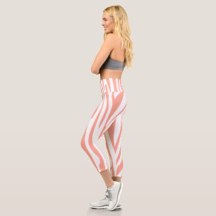 Leggings Capri Pêche de corail zèbre rayé modèle tendance