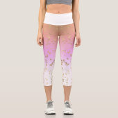 Leggings Capri Pêche dégradé violet or blanc étoile motif (Recto)