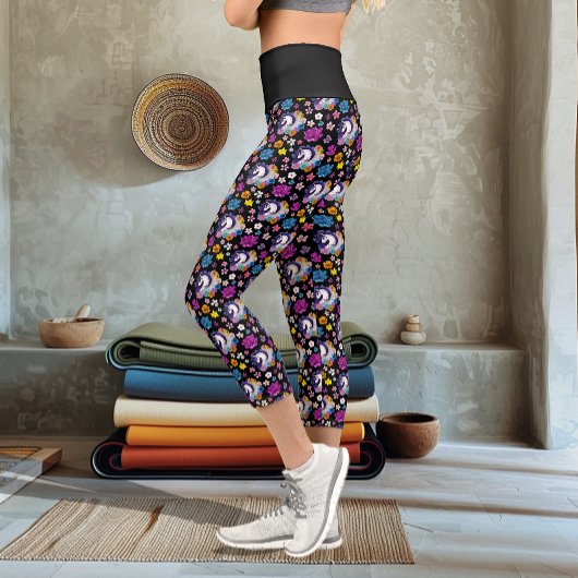 Leggings Capri Pegasus Black Floral