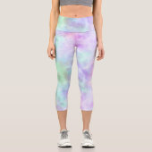 Leggings Capri Peinture d'aquarelle Pastel Rainbow Cravate-Dye (Recto)