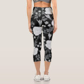 Leggings Capri Peinture d'aquarelle Rose en noir blanc (Verso)