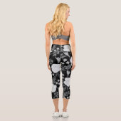 Leggings Capri Peinture d'aquarelle Rose en noir blanc (Verso)