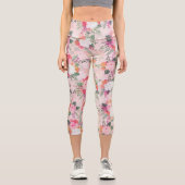 Leggings Capri Peinture d'aquarelle rose romantique (Recto)
